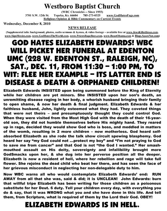 john edwards psychic fake. Elizabeth Edwards, the